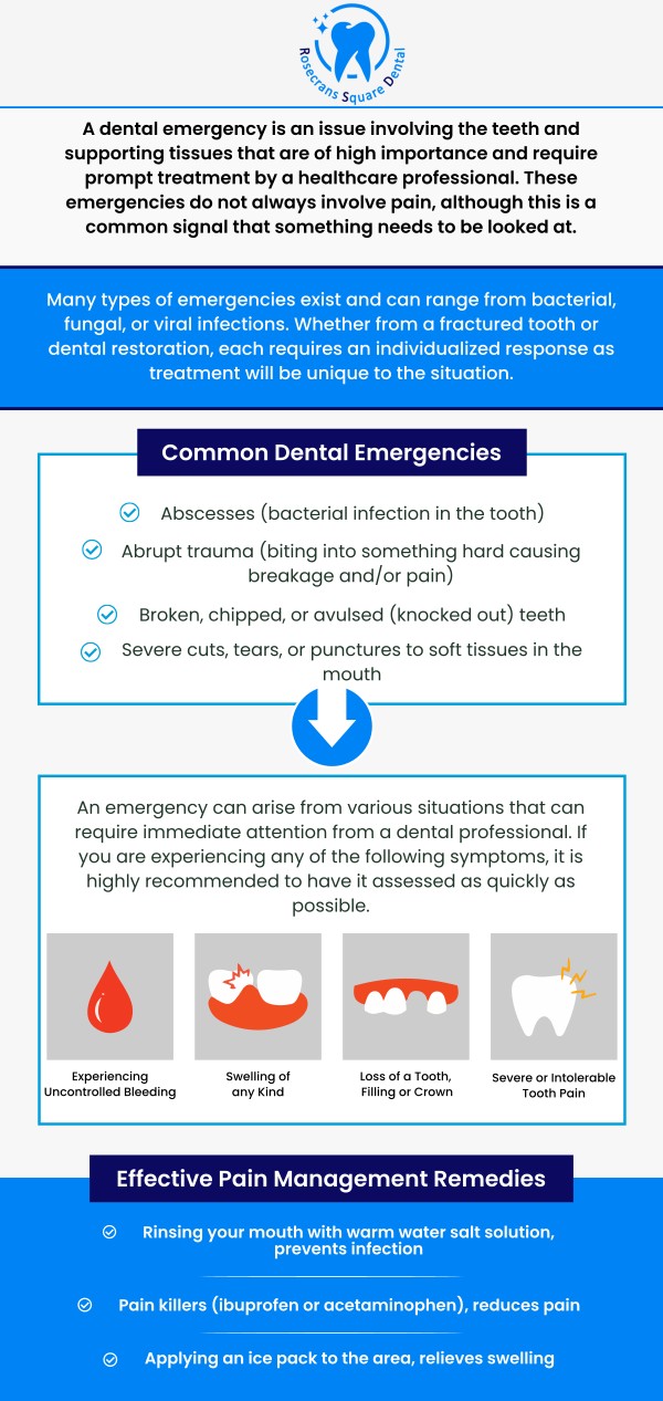 Any circumstance in which you believe your life is at immediate risk is considered a dental emergency. Typical dental emergency symptoms include bleeding, a fractured jaw, missing fillings, and more. A variety of illnesses and disorders can all have an impact on the health of your teeth at any time. If your tooth has been injured or you are suffering from pain, then visit Rosecrans Square Dental. Our professionals Dr. Eun Soo Lee and his staff offer emergency dental treatment to help you get rid of your intense pain. For more information, contact us or schedule an appointment online! We are conveniently located at 11818 Rosecrans Ave, Ste B Norwalk, CA 90650. Any circumstance in which you believe your life is at immediate risk is considered a dental emergency. Typical dental emergency symptoms include bleeding, a fractured jaw, missing fillings, and more. A variety of illnesses and disorders can all have an impact on the health of your teeth at any time. If your tooth has been injured or you are suffering from pain, then visit Rosecrans Square Dental. Our professionals Dr. Eun Soo Lee and his staff offer emergency dental treatment to help you get rid of your intense pain. For more information, contact us or schedule an appointment online! We are conveniently located at 11818 Rosecrans Ave, Ste B Norwalk, CA 90650.