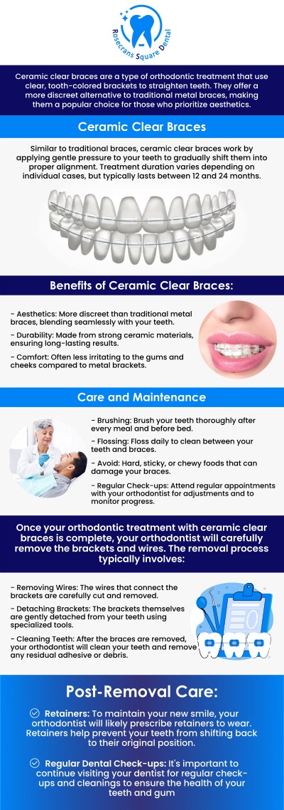 Ceramic braces offer a discreet and effective way to straighten teeth, blending in with your natural smile. In Norwalk, CA, patients looking for clear orthodontic options can rely on experienced professionals for personalized care. Dr. Eun Soo Lee, DDS, at Rosecrans Square Dental provides advanced ceramic braces solutions tailored to each patient's needs. Achieve a confident, straighter smile with expert guidance in a comfortable setting. For more information, contact us or book an appointment online. We are conveniently located at 11818 Rosecrans Ave, Ste B Norwalk, CA 90650.